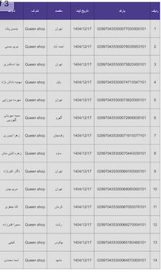 کد رهگیری پست ۸ الی ۱۵ اسفند